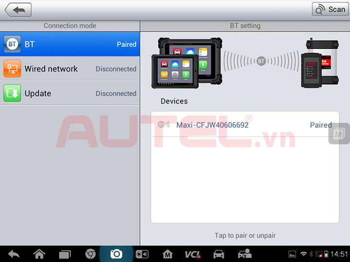 VCI J2534 kết nối Bluetooth hoặc USB