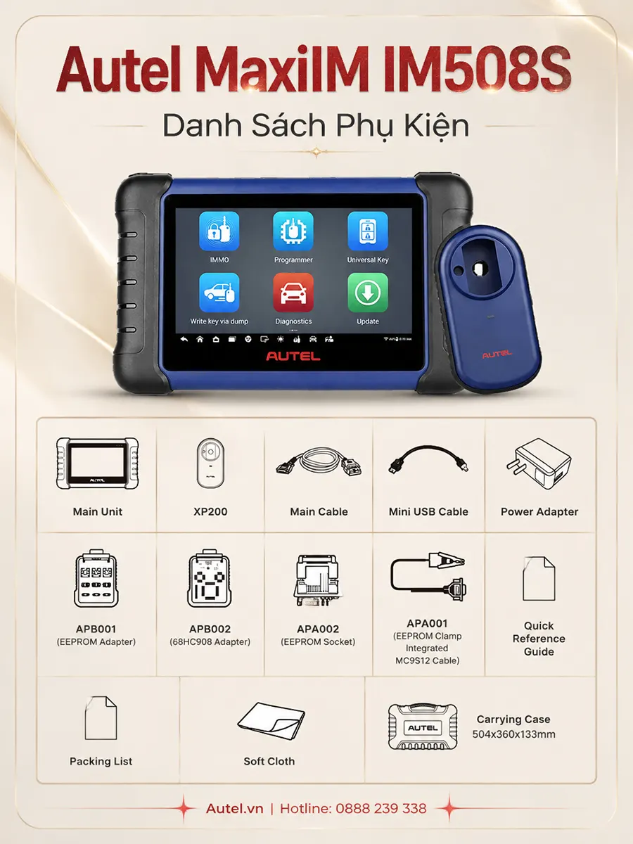 danh sách phụ kiện Autel IM508S