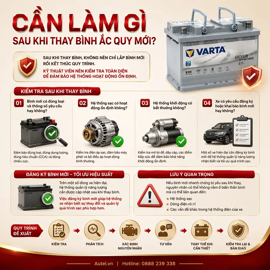 Cần làm gì sau khi thay bình ắc quy mới?