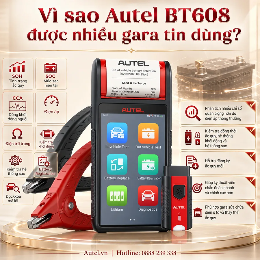 Vì sao Autel BT608 được nhiều gara tin dùng?