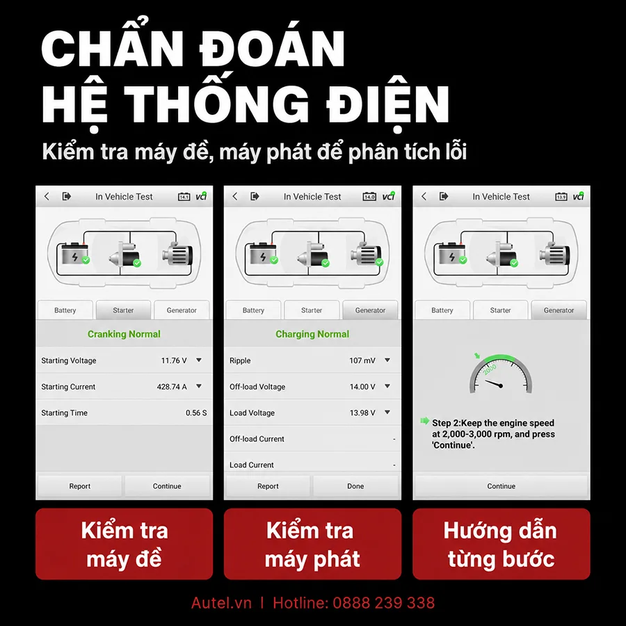 chẩn đoán hệ thống điện bình ắc quy