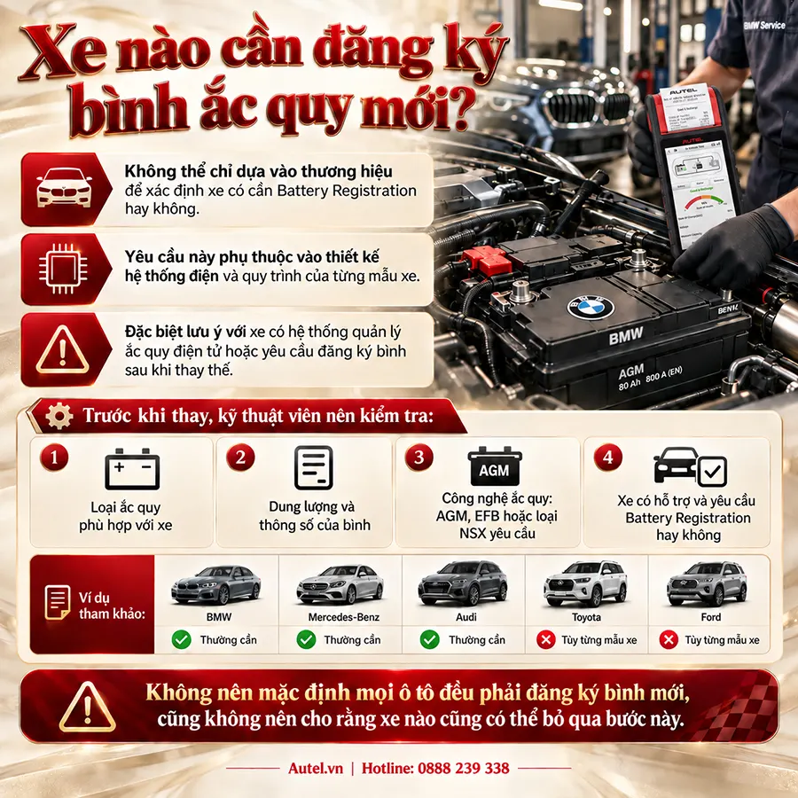 Xe nào cần đăng ký bình ắc quy mới?