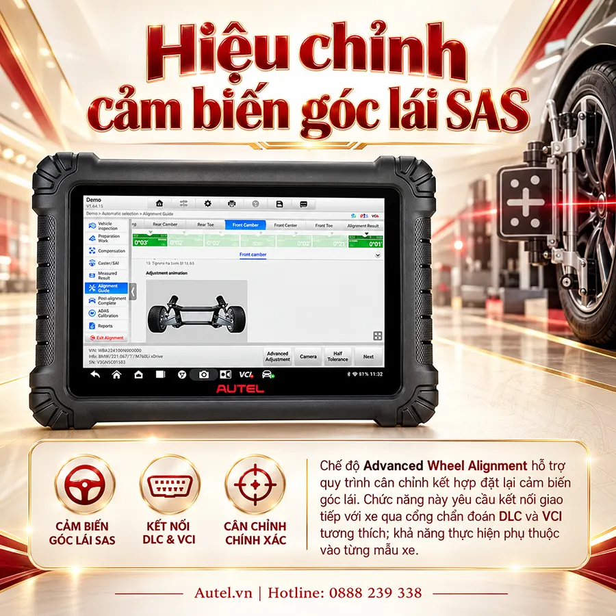 Hỗ trợ hiệu chỉnh cảm biến góc lái SAS