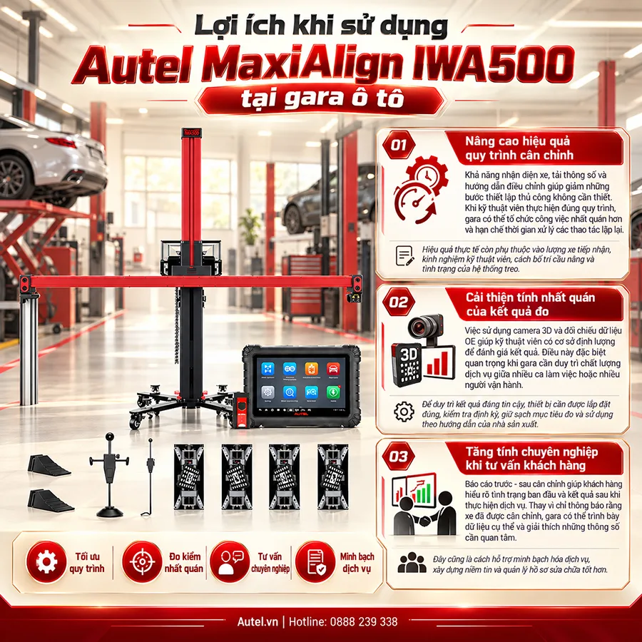 Lợi ích khi sử dụng Autel MaxiAlign IWA500 tại gara ô tô