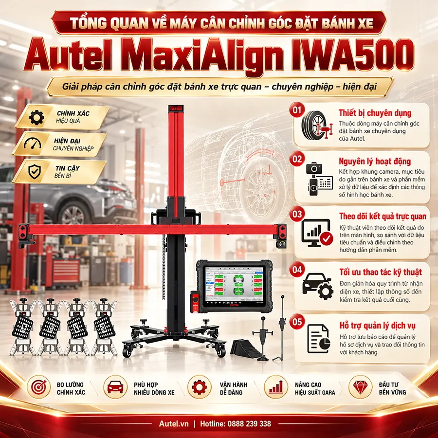 Tổng quan về máy cân chỉnh góc đặt bánh xe Autel MaxiAlign IWA500