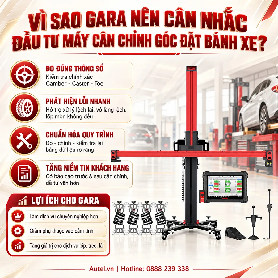 Vì sao gara nên cân nhắc đầu tư máy cân chỉnh góc đặt bánh xe?